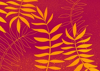 Fototapeta na wymiar warm colored background red yellow orange, leaf leaves tropical background 