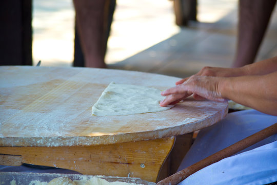 Making Traditional Turkish G&ouml;zleme. It is a traditional savory Turkish flatbread and pastry dish.