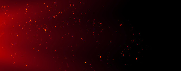 Fire embers particles texture overlays . Burn effect on isolated black background. Stock illustration. Film texture effect.