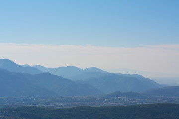 Naklejka premium Mountains in Mussoorie, Dehradun, Uttarakhand, India