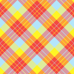 Seamless pattern in exquisite red, yellow and light blue colors for plaid, fabric, textile, clothes, tablecloth and other things. Vector image. 2