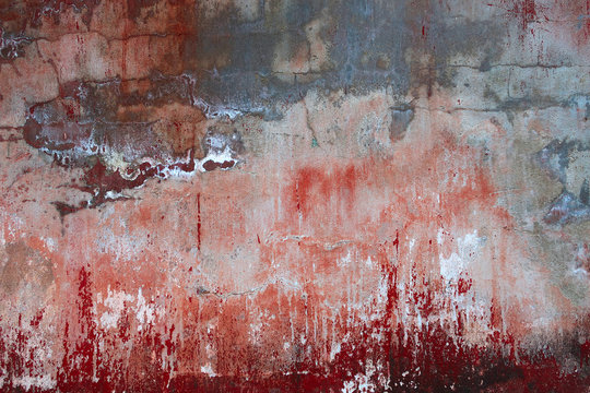 Background texture of an old concrete wall with peeling paint