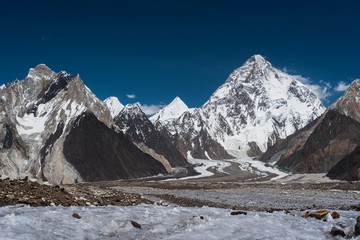 K2 mountain peak, second mountain peak in the world in Karakoram range, Gilgit Baltistan in north Pakistan