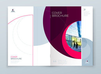 Cover with minimal magenta geometric design. Modern abstract background for Brochure, Placard, Report, Poster, Flyer, Banner etc. Eps10 vector template.
