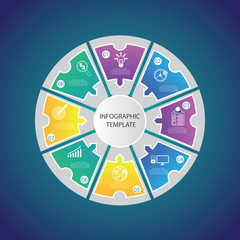 Vector circle template for infographics. Business concept with 8 options