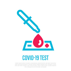 Coronavirus test. Pipette drops blood. Medical test for COVID-19. Healthcare and medical vector illustration.