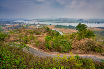 view of chiang rai and khong river between thailand and lao country