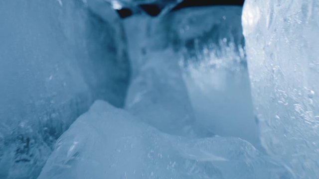Dollyshot of detailed ice rocks