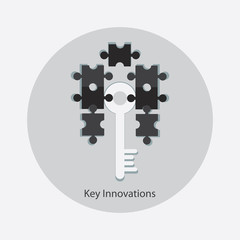 Creative brain sign with key symbol. Key of success.Concept of ideas inspiration