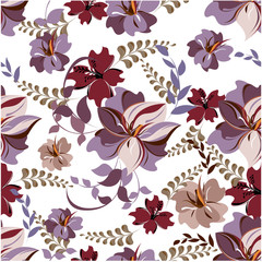 Vector spring abstract background flowers seamless pattern