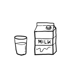 hand drawn doodle milk illustration vector isolated background