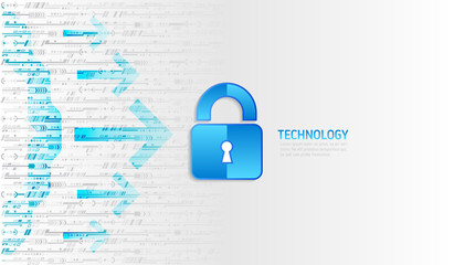 Data protection privacy concept. Padlock icon and internet technology networking connection. Cyber security internet and networking concept. Abstract futuristic background