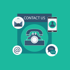 Flat concept of contact us page, website contact form, on-line inquiry, connect with audience vector