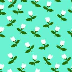 Fototapeta na wymiar seamless background of tulips in doodle style in one direction, drawn in vector