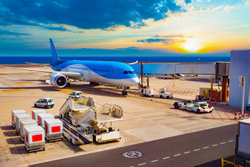 Travel by plane and airport.Image related to travel and commercial transport.