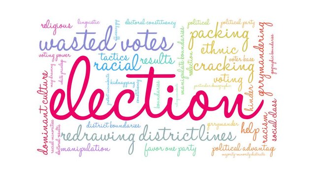 Election animated word cloud on a white background. 