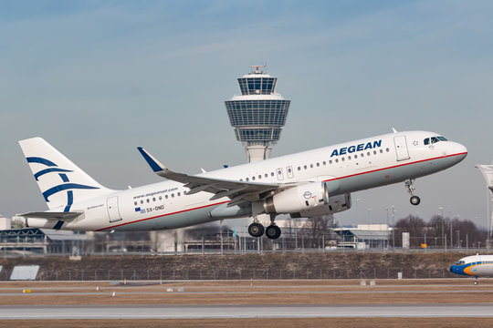 Aegean Airlines Airbus A320 Neo Airplane At Munich Airport