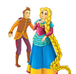 Cartoon cheerful married couple together romantic scene - illustration