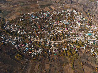 village surrounded by fields