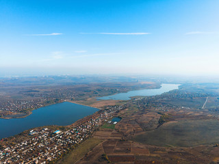 village on lake shore
