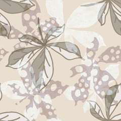 Chestnut leaves seamless pattern. Watercolor Hand Drawn Background.