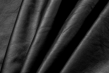 Closeup of black soft nappa leather background