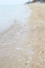 Sea and sand. winter coastline. Sea of Azov