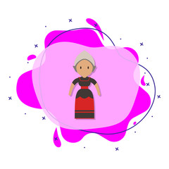 Dutch, woman cartoon liquid bacdge icon. Simple color vector of people around the world icons for ui and ux, website or mobile application