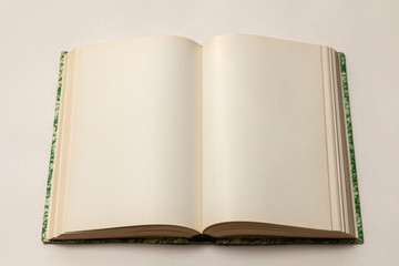 Empty blank pages of an opened old notepad