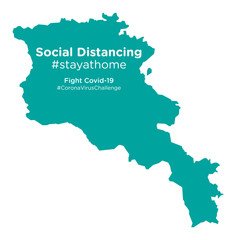 Obraz premium Armenia map with Social Distancing #stayathome tag.eps