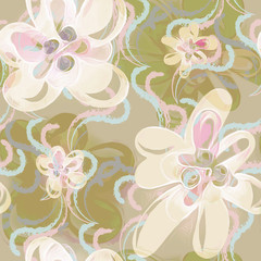 Floral seamless pattern. Watercolor hand painted background.