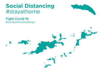 British Virgin Islands map with Social Distancing #stayathome tag.eps