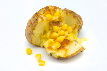 Jacket potatoes with cheese and corn