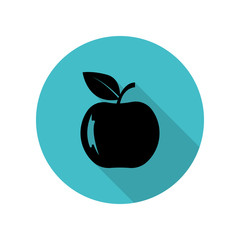 An apple long shadow icon. Simple glyph, flat vector of web icons for ui and ux, website or mobile application