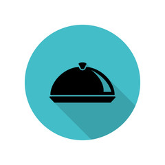 Restaurant tray long shadow icon. Simple glyph, flat vector of web icons for ui and ux, website or mobile application