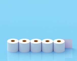 Simple rolls of toilet paper on lite background, place for texts