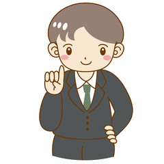 スーツ　男の子　指を差す　笑顔　かわいい