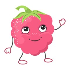 Cheerful raspberry cartoon character vector illustration