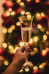 hand holding glass of champagne