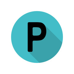 Parking sign long shadow icon. Simple glyph, flat vector of web icons for ui and ux, website or mobile application
