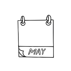 May month calendar page hand drawn in doodle style. simple scandinavian liner. planning, business, date, day. single element for design icon