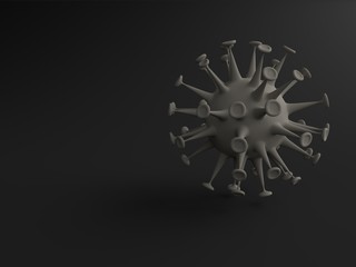 Virus 2020. Outbreak Coronavirus Covid-19 and viral disease epidemic other harmful into the body, Isolated on black backgrounds, Health concept idea and virus Covid-19 protection, 3D rendering.