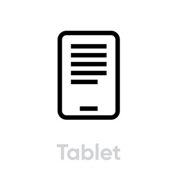 Tablet book read icon. Editable line vector.