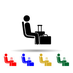 Seating place for person with luggage multi color icon. Simple glyph, flat vector of priority icons for ui and ux, website or mobile application