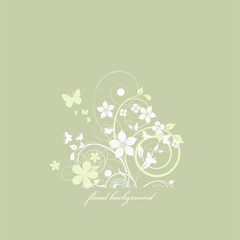 abstract floral background with flowers and butterflies