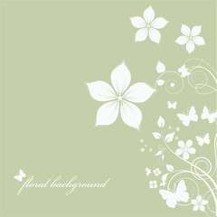 abstract floral background with flowers and butterflies