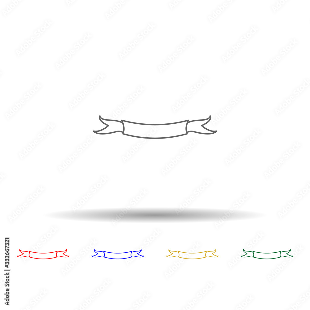 Poster ribbon for text multi color icon. simple thin line, outline vector of ribbon icons for ui and ux, we