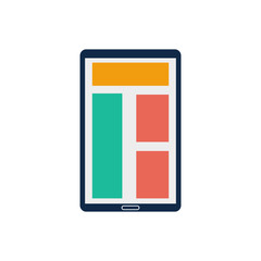 Responsive color mobile tab design icon with white background