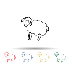 Sheep multi color icon. Simple thin line, outline vector of sheep icons for ui and ux, website or mobile application