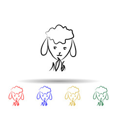 Head of a sheep multi color icon. Simple thin line, outline vector of sheep icons for ui and ux, website or mobile application